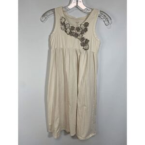Garnet Hill Sleeveless Dress Embellished Floral Off White Size 12 children